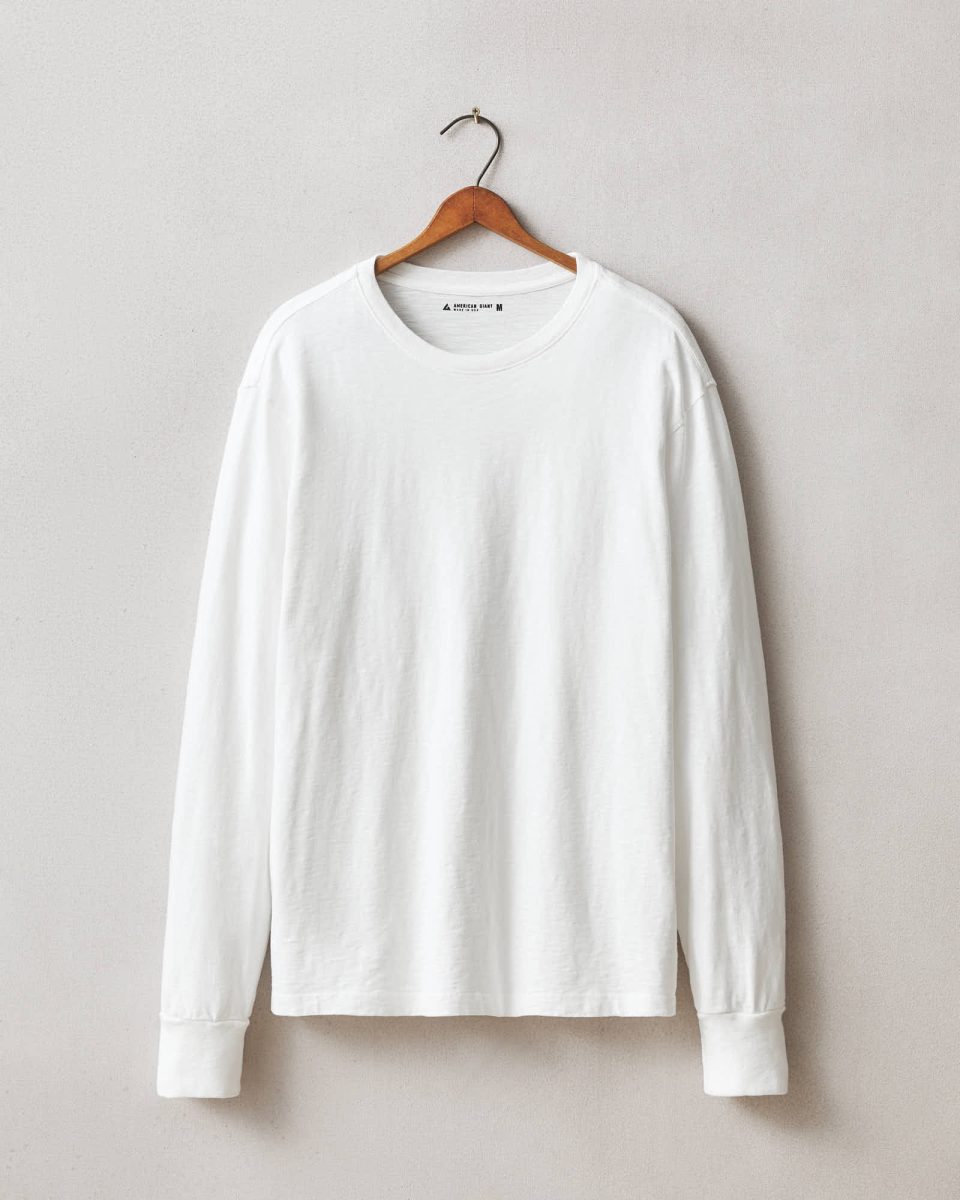 Men's Premium Slub Long Sleeve Crew Tee  - Bone