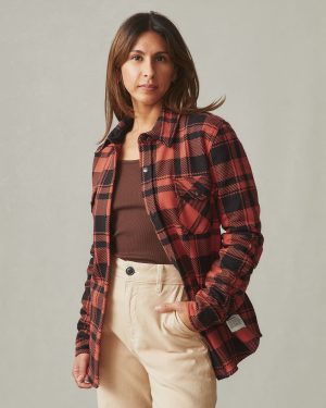 Unisex Redwood Fleece Overshirt – Habanero Plaid
