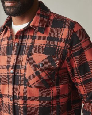 Unisex Redwood Fleece Overshirt – Habanero Plaid