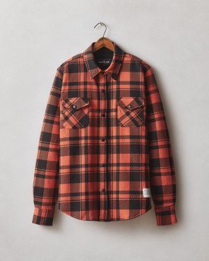 Unisex Redwood Fleece Overshirt – Habanero Plaid