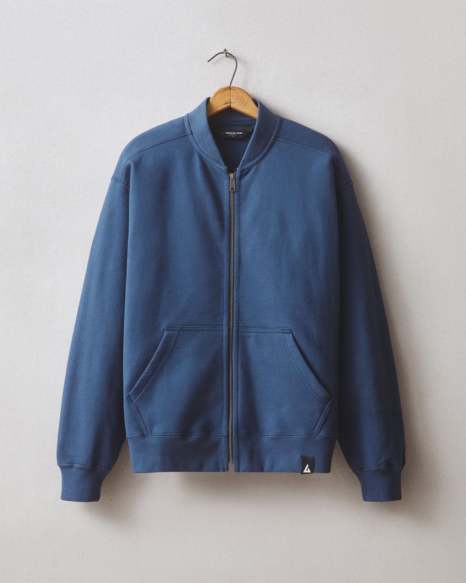 Men's Fleece Bomber Jacket - Marine Navy