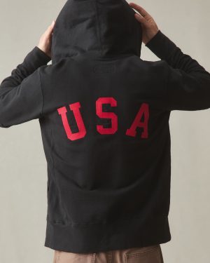 Men’s Classic Full Zip USA Embroidery – Black