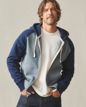 Men’s Raglan Colorblock Midweight Full Zip – Stormy Weather Pageant Blue