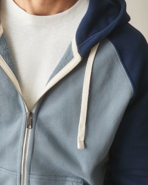 Men’s Raglan Colorblock Midweight Full Zip – Stormy Weather Pageant Blue