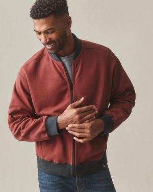 Men’s Fleece Bomber Jacket – Russet Brown Black