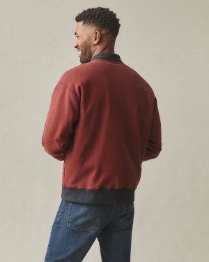 Men’s Fleece Bomber Jacket – Russet Brown Black