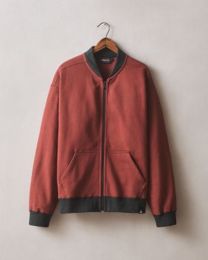 Men’s Fleece Bomber Jacket – Russet Brown Black