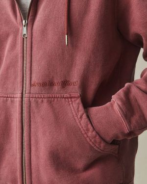 Men’s Vintage Wash Relaxed Classic Full Zip – Washed Russet Brown