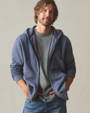 Men’s Vintage Wash Relaxed Classic Full Zip – Washed True Navy
