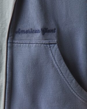 Men’s Vintage Wash Relaxed Classic Full Zip – Washed True Navy