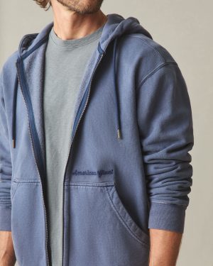 Men’s Vintage Wash Relaxed Classic Full Zip – Washed True Navy