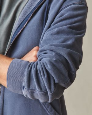 Men’s Vintage Wash Relaxed Classic Full Zip – Washed True Navy