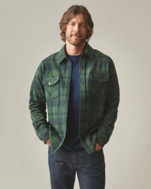 Unisex Redwood Fleece Overshirt – Green Moss Plaid