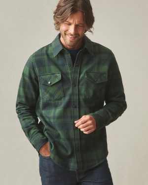 Unisex Redwood Fleece Overshirt – Green Moss Plaid