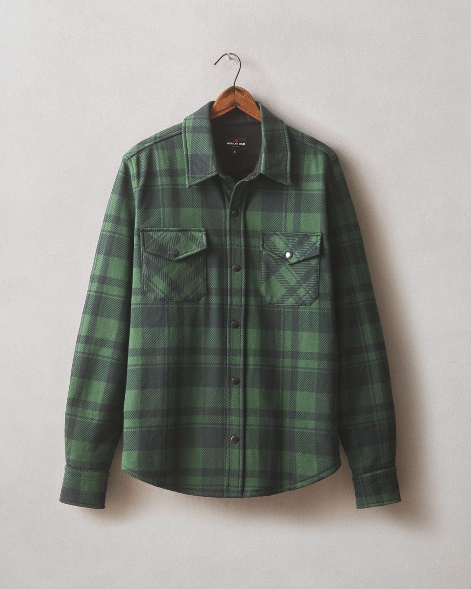 Unisex Redwood Fleece Overshirt - Green Moss Plaid