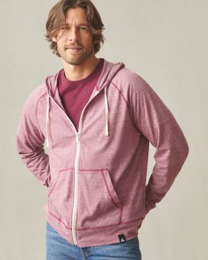 Men’s Lightweight Full Zip – Bonfire Red Heather