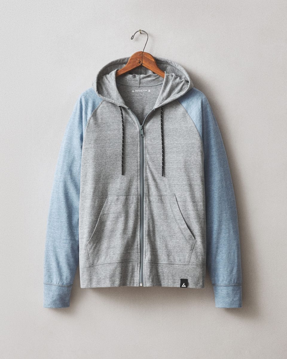 Men's Colorblock Lightweight Full Zip - Blue Jay Dark Charcoal Heather