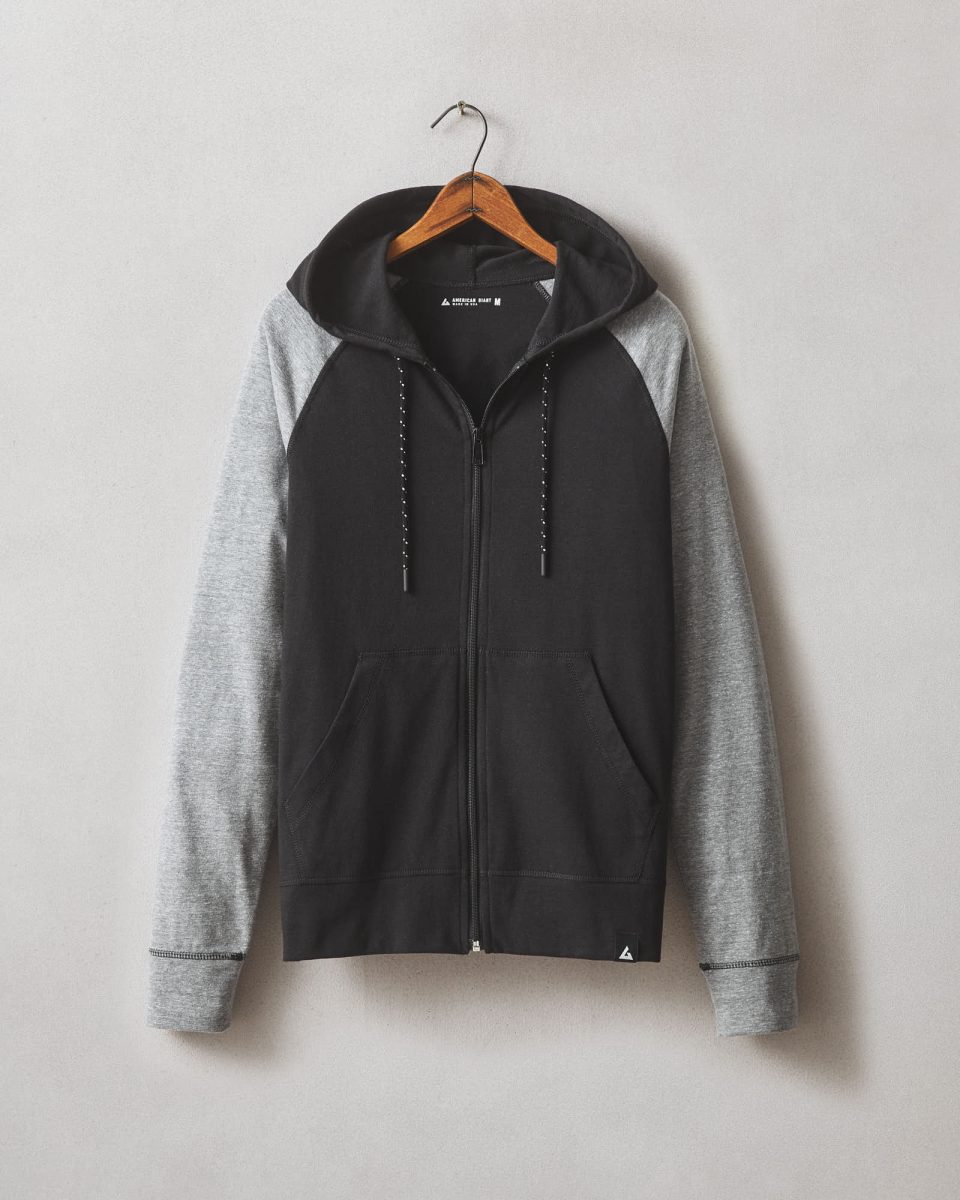 Men's Colorblock Lightweight Full Zip - Dark Charcoal Black Solid Heather