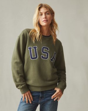 Unisex Relaxed French Terry USA Crew – Olive