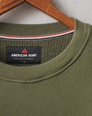 Unisex Relaxed French Terry USA Crew – Olive