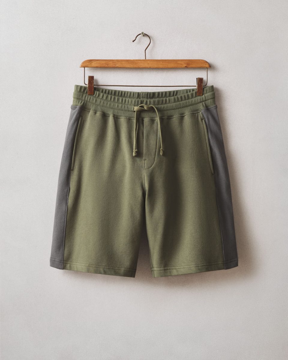 Men's Colorblock Sweatshort - Olive Dark Charcoal