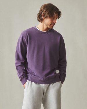 Men’s Vintage Wash Relaxed French Terry Crew – Deep Purple