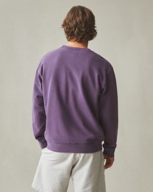 Men’s Vintage Wash Relaxed French Terry Crew – Deep Purple