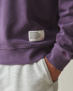 Men’s Vintage Wash Relaxed French Terry Crew – Deep Purple