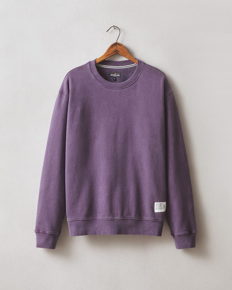 Men's Vintage Wash Relaxed French Terry Crew - Deep Purple