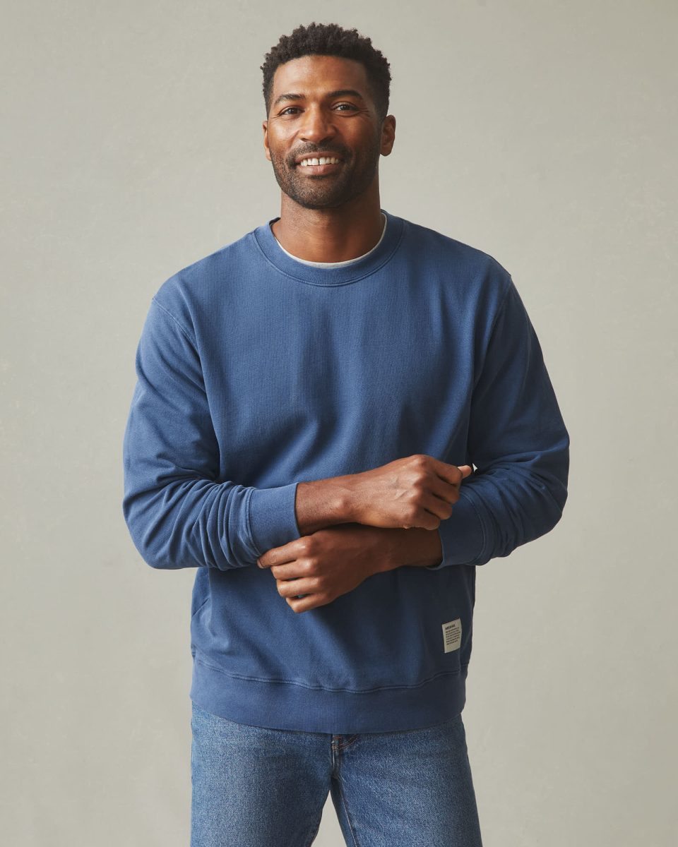 Men's Vintage Washed Relaxed French Terry Crew - Eclipse Blue
