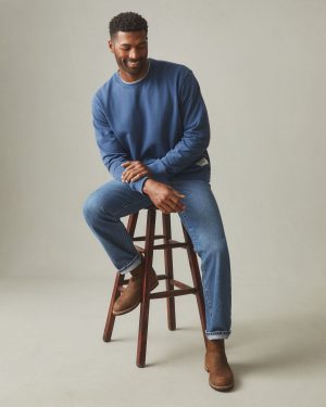 Men’s Vintage Washed Relaxed French Terry Crew – Eclipse Blue