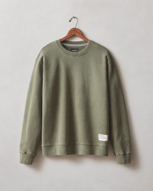 Men’s Vintage Washed Relaxed French Terry Crew – Olive