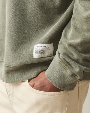 Men’s Vintage Washed Relaxed French Terry Crew – Olive