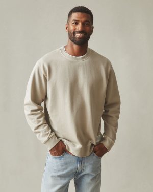 Men’s Vintage Wash Relaxed French Terry Crew – Sand