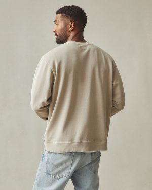 Men’s Vintage Wash Relaxed French Terry Crew – Sand
