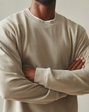 Men’s Vintage Wash Relaxed French Terry Crew – Sand