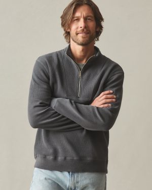 Men’s French Rib Half Zip – Dark Charcoal