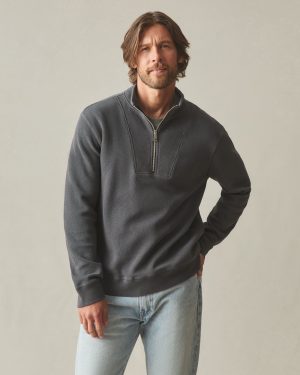 Men’s French Rib Half Zip – Dark Charcoal