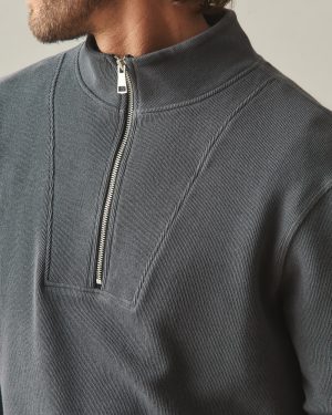 Men’s French Rib Half Zip – Dark Charcoal
