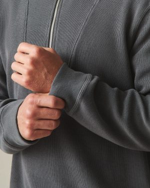 Men’s French Rib Half Zip – Dark Charcoal