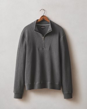 Men’s French Rib Half Zip – Dark Charcoal