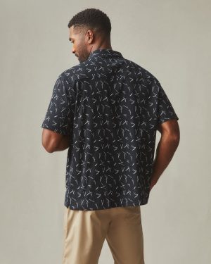 Men’s Resort Shirt – Black White Print