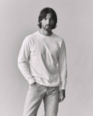 Men’s Vintage Crew Long Sleeve Tee – White