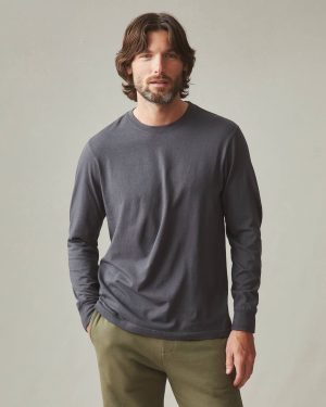 Men’s Vintage Crew Long Sleeve Tee – Washed Metropolitan Grey