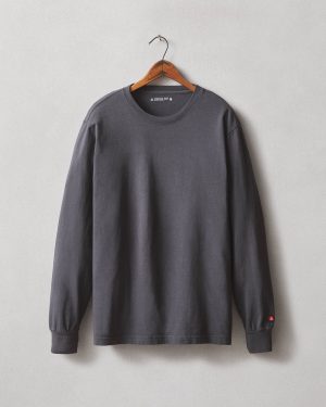 Men’s Vintage Crew Long Sleeve Tee – Washed Metropolitan Grey