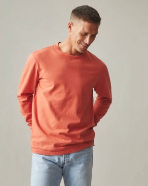 Men’s Vintage Crew Long Sleeve Tee – Washed Habanero