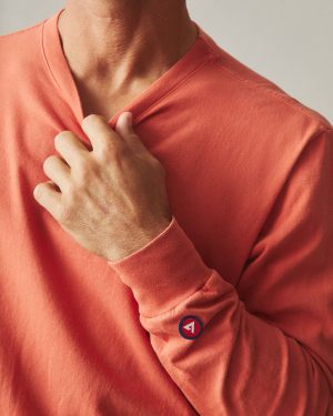 Men’s Vintage Crew Long Sleeve Tee – Washed Habanero