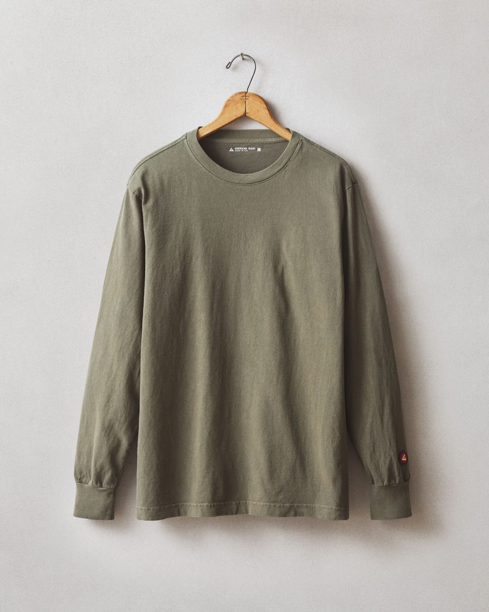 Men's Vintage Crew Long Sleeve Tee - Washed Olive