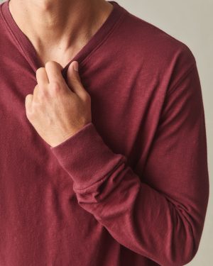 Men’s Premium Slub Crew Tee Long Sleeve – Bonfire Red