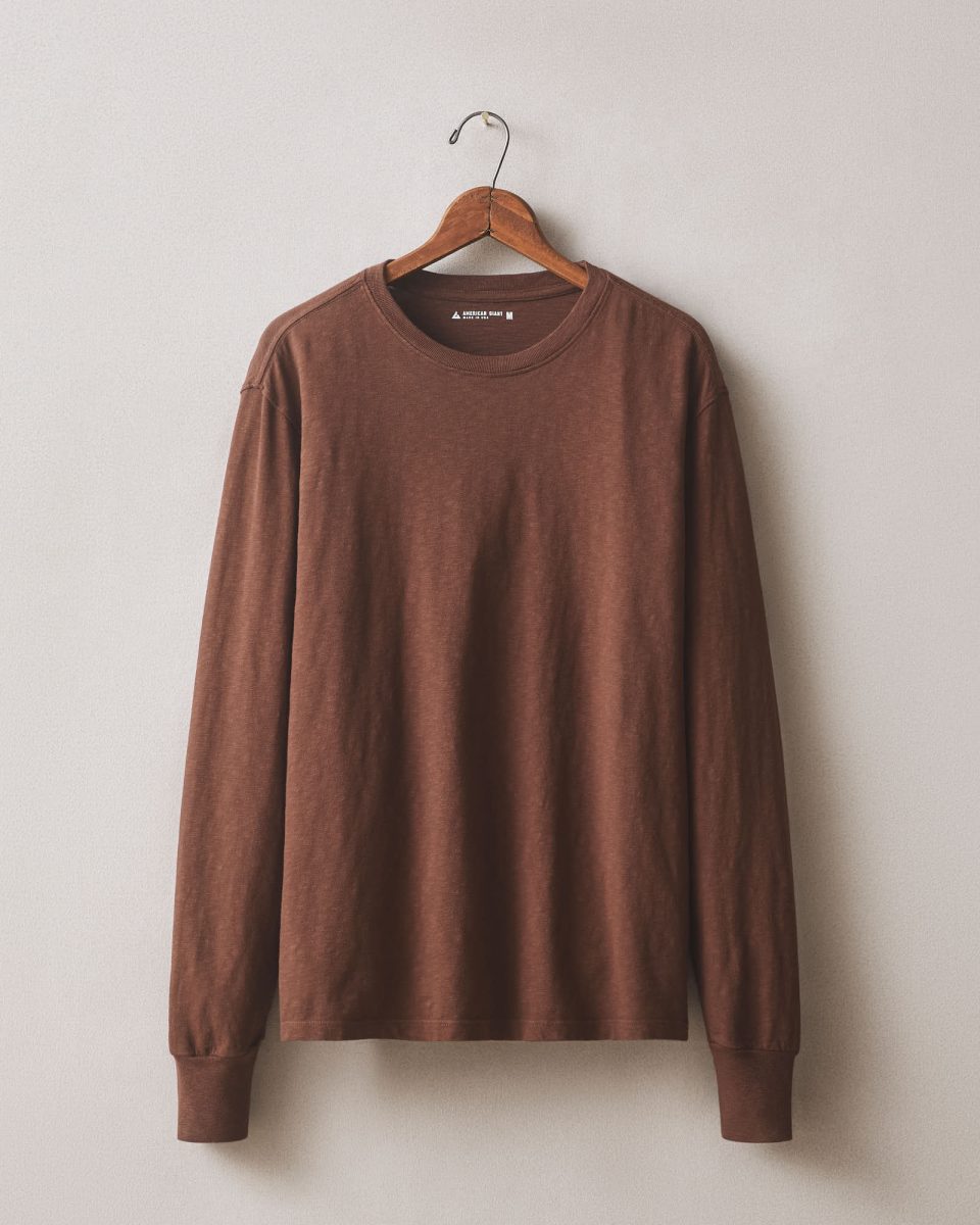 Men's Premium Slub Crew Tee Long Sleeve - Chicory Coffee